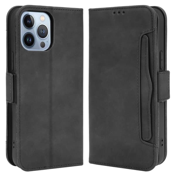 Stilig Læretui med Lommebok til iPhone 14 Pro Max - Svart Black