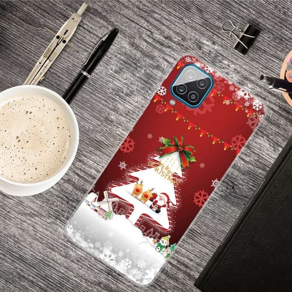 Juletaske til Samsung Galaxy M33 5G - Træ Og Snefnug Red