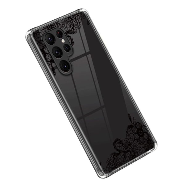Deco Samsung Galaxy S23 Ultra Etui - Lace Blomst Black