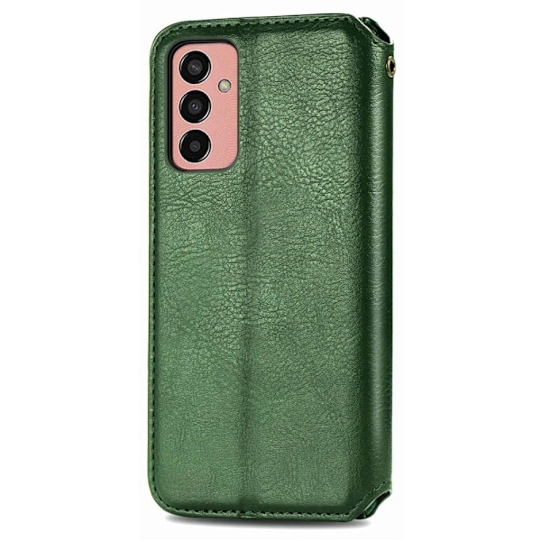 Läder Samsung Galaxy M13 4G fodral med romb-design - Grön Grön