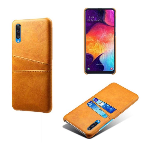 Samsung Galaxy A50 fodral med läderöverdrag - Orange Orange