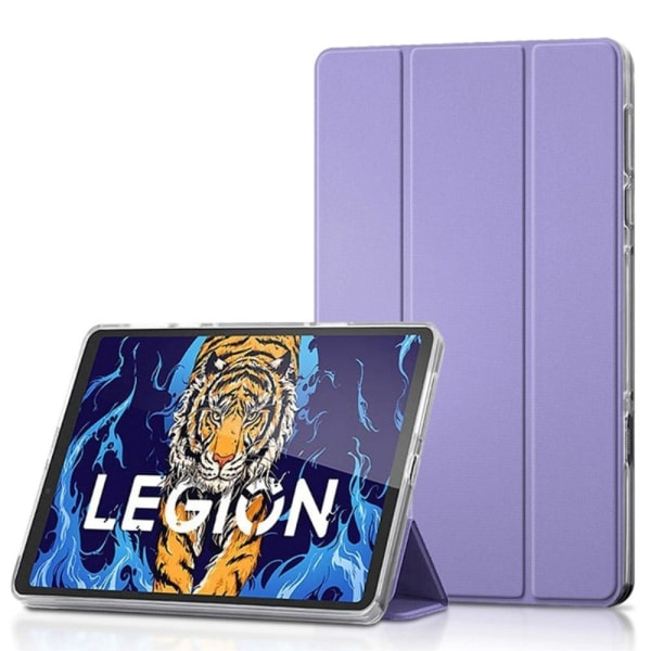 Tri-fold Leather Stand Case for Lenovo Legion Y700 - Purple Purple