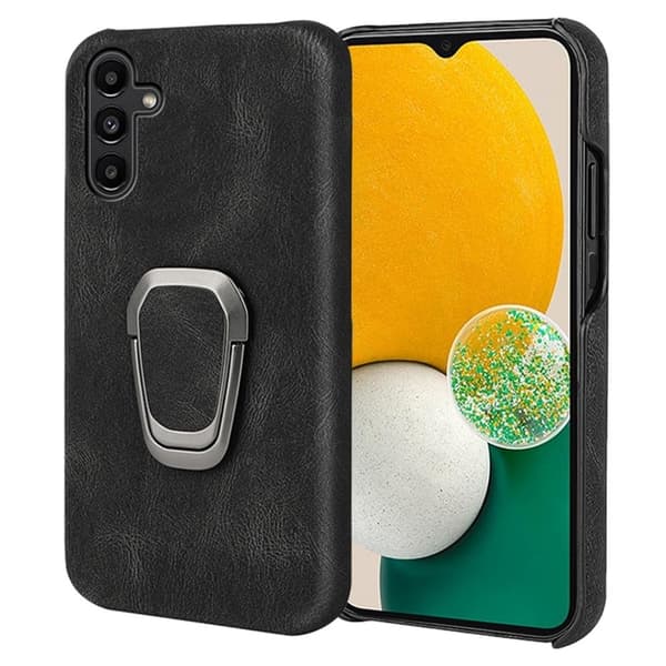 Stødsikkert lædercover med oval kickstand til Samsung Galaxy A13 5G - Sort Black