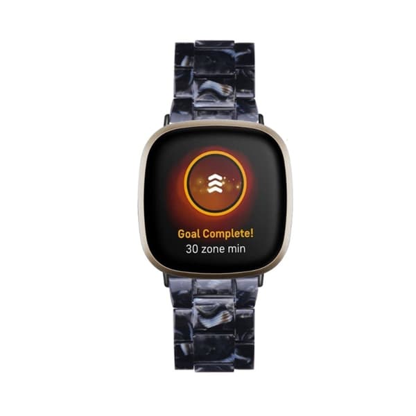 Fitbit Sense 2 / Versa 4 harpiksrem med metalspænde - Sort Mix Black