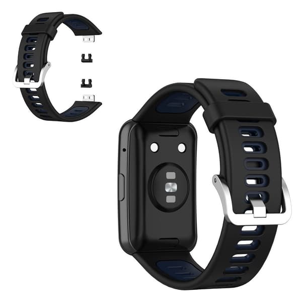Huawei Watch Fit tofarvet silikoneurrem - Sort / Blå Black