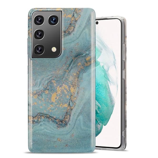 Marble design Samsung Galaxy S21 Ultra 5G kotelot - Harmaa Silver grey