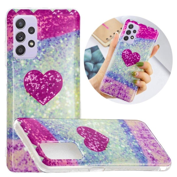 Marble Samsung Galaxy A52 5G case - Heart in Colorful Shimmer Multicolor