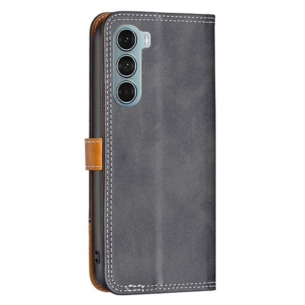 BINFEN tvåfärgat läder Motorola Moto G200 5G / Motorola Edge S30 fodral - Svart Svart