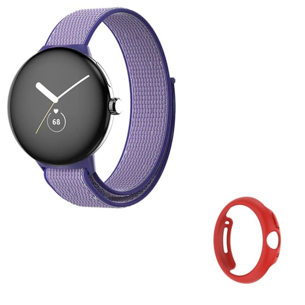 Elastisk urrem i nylon med sort cover til Google Pixel Watch - Blå / Lilla Purple