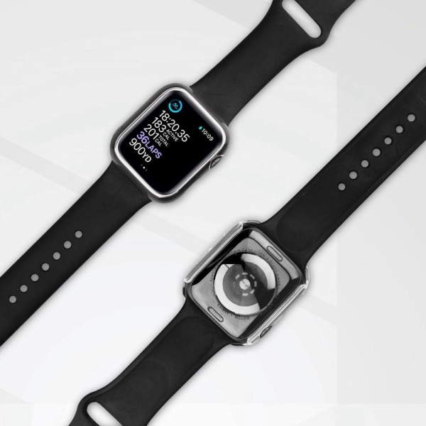 Apple Watch Series 8 (41mm) suojakuori ja silikonisuojus karkaistulla lasilla - Musta / Hopea Black