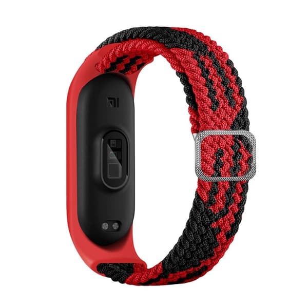 Xiaomi Mi Band 7 / 6 / 5 elastisk nylonklokkerem - Rød / Svart Red