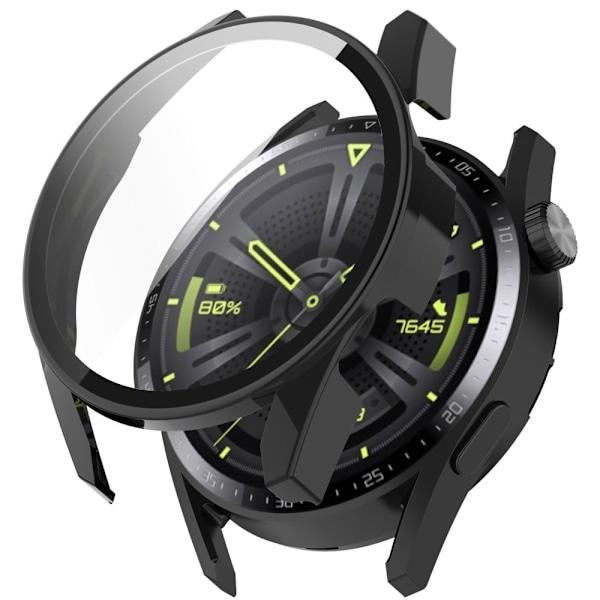 Huawei Watch GT 3 (42mm) TPU frame + tempered glass screen protector - Black Transparent