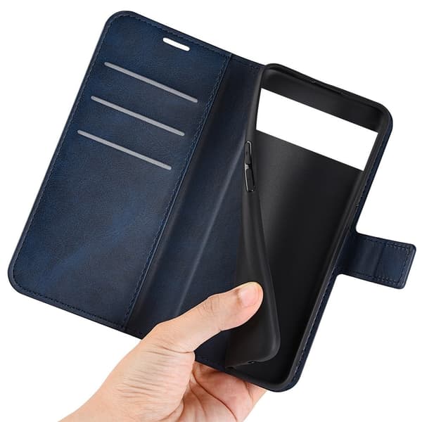 Skinn-etui i lommebok-stil for Google Pixel 7 Pro - Blå Blue