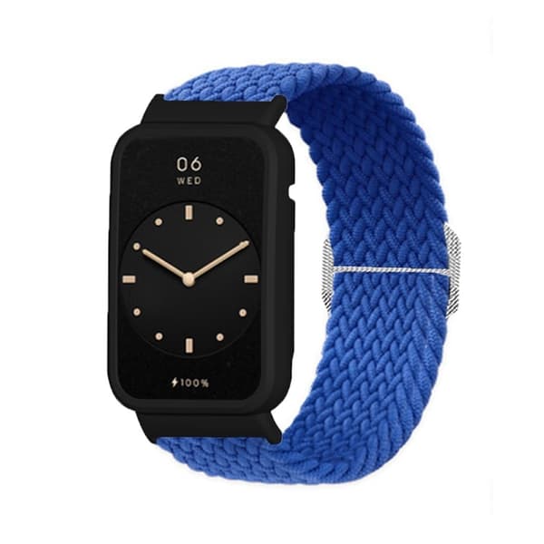 Xiaomi Mi Band 7 Pro nylon elastisk klokkerem med deksel - Mørkeblå / Svart Blue