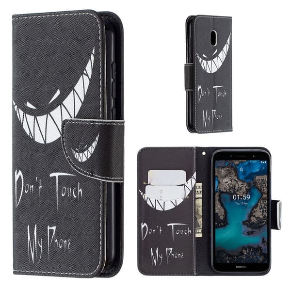 Wonderland Nokia C1 Plus Flip Etui - Don't Touch My Phone Black