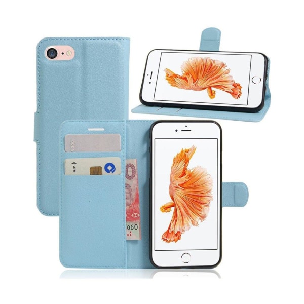 Laudrup Litchi Läderfodral för iPhone 7 / 8 - Blå Blå