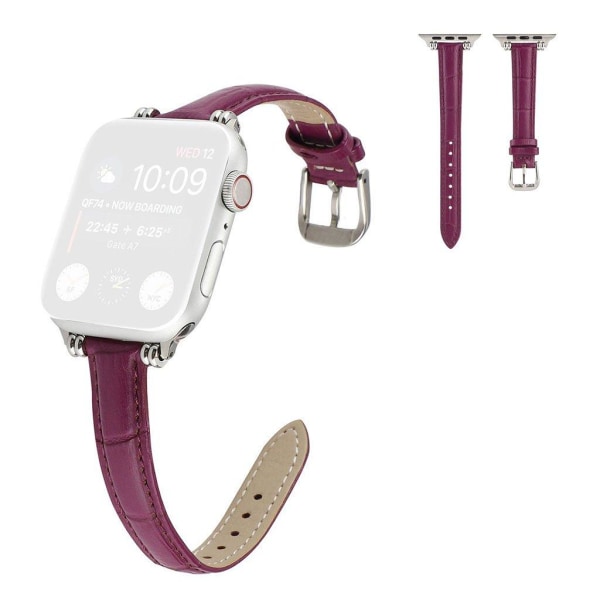 Apple Watch 40mm ainutlaatuinen helmikoristeinen nahkakellon hihna - Violetti Purple