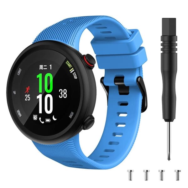 Garmin Forerunner 45S hållbart svart klockarmband i silikon med spänne - Himmelsblå Blå