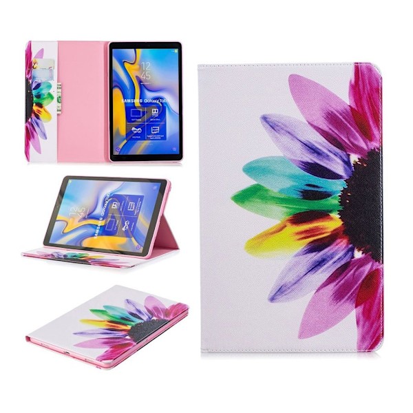 Samsung Galaxy Tab A 10.5 mönstrat flipfodral i läder - Färgglada Kronblad multifärg