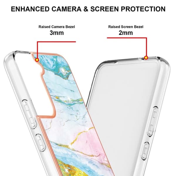 Marmormotiv Samsung Galaxy S22 Plus skal - Grön Och Gul Marmor Dis multifärg