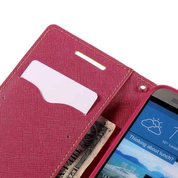 Mercury HTC One M9 Lær Flipp Case med Kortholder - Orange Orange