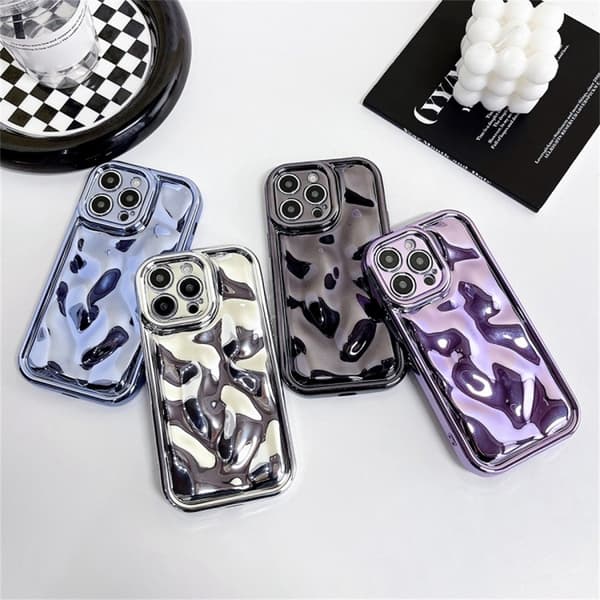 iPhone 16 Pro Case Electroplated Flexible Shell Meteorite Texture Phone Cover - Black Black
