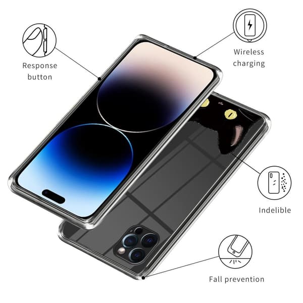 iPhone 14 Pro Max Mønstertryk Telefonetui Anti-ridse Blød Fleksibel Bagside - Sort Black