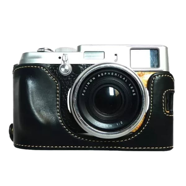 Lædertaske med batteriåbning til Fujifilm X100-serien - Sort Black