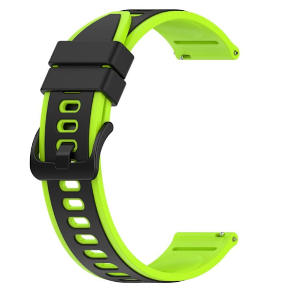 22 mm universellt dubbelfärgat klockarmband i silikon - Svart / Lime Grön