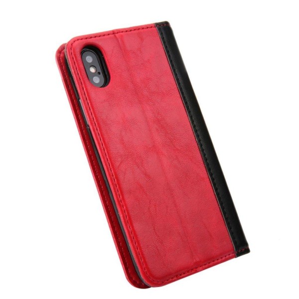 iPhone XS mobilfodral syntetläder silikon och stående plånbok - Röd