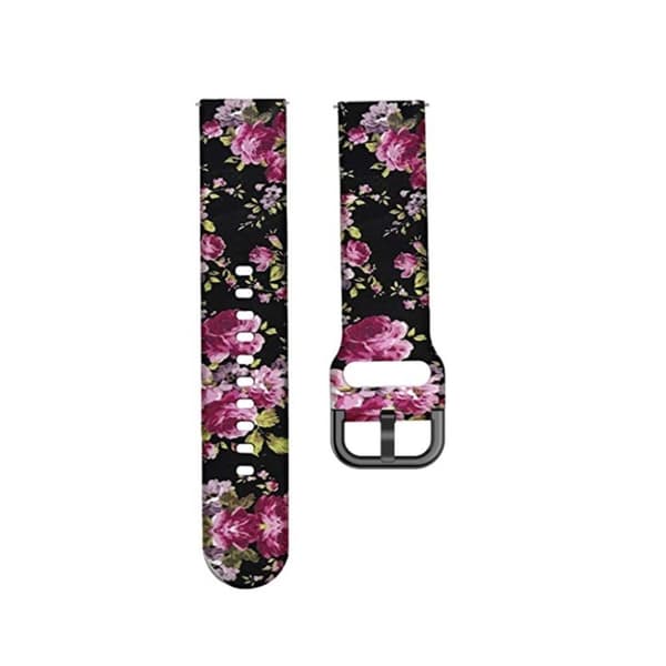 22 mm universal klockarmband i silikon med coolt mönster - Rosa Blommor multifärg