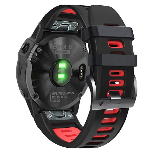 26 mm silikonerem til Garmin- og Coros-ure - Sort / Rød Red