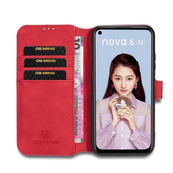 DG.MING Huawei P40 Lite / Nova 6 SE Retro Etui - Rød Red