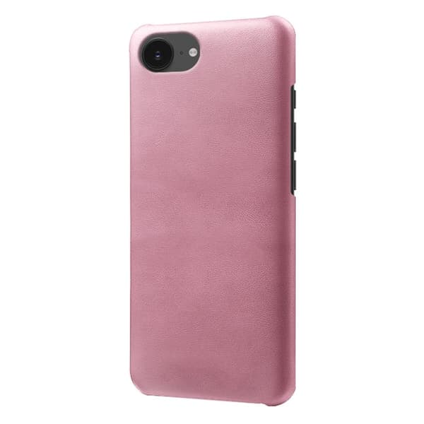16e Case Calf Texture Vegansk Læder Hard PC Protective Phone Cover - Rødguld Pink
