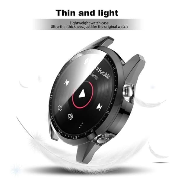 Huawei Watch GT 2 46mm stylish electroplating cover with tempered glass - Grey Silvergrå