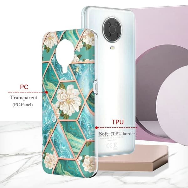 Marble design Nokia G20 / Nokia G10 cover - Blå Blomster Blue
