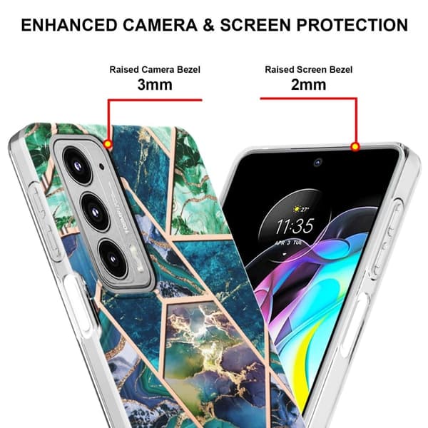 Marble Motorola Edge 20 Etui - Blå / Grøn Multicolor
