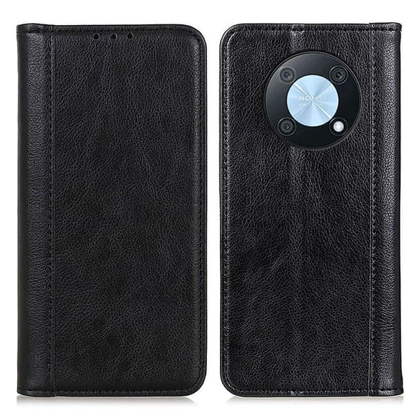 Huawei nova Y90 ægte læderetui med magnetisk lukning - Sort Black