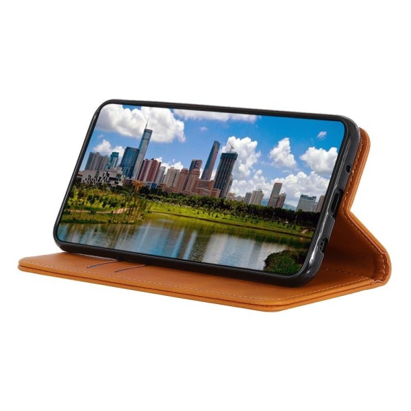 Flip Etui med Pung i Ægte Læder til Sony Xperia 5 Iv - Brun Brown