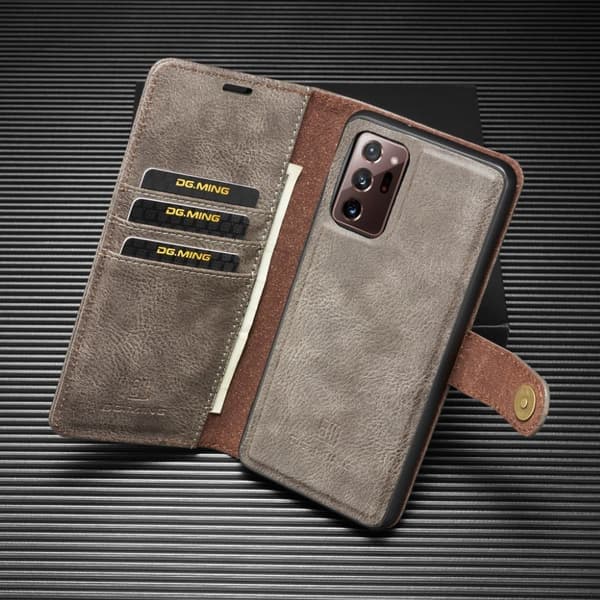 DG.MING Samsung Galaxy 20 2-in-1 lompakkokotelo - Harmaa Silver grey