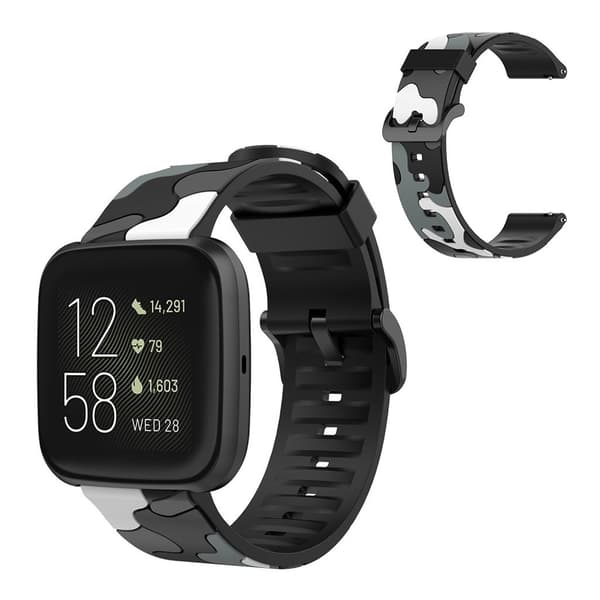 Fitbit Versa 2 / Lite camouflage silikone urrem - Sort Black