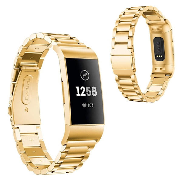 Armbånd i rustfritt stål til Fitbit Charge 4 / 3 - Gull Gold