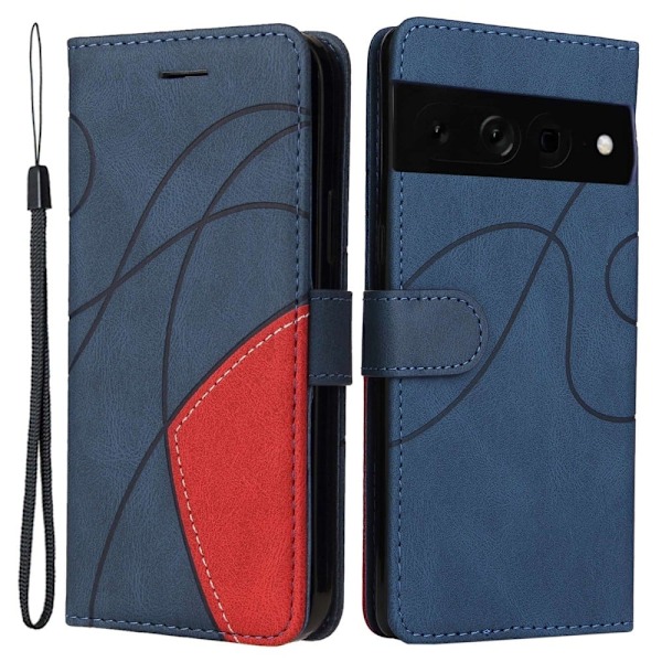 Teksturoitu nahkakotelo hihnalla Google Pixel 7 Pro - Sininen Blue