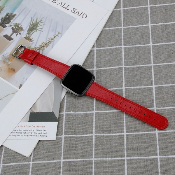 Urrem i ægte læder Fitbit Sense 2 / Versa 4 - Rød Red