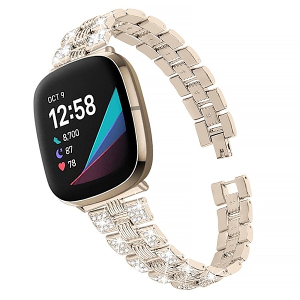 Fitbit Sense / Versa 3 rhinestone décor watch band - Gold Guld