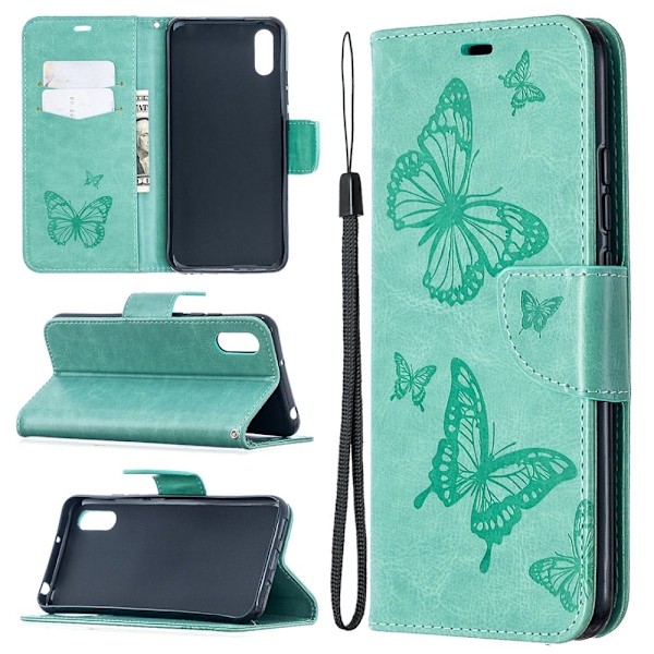 Butterfly läder Xiaomi Redmi 9A fodral - Grön Grön