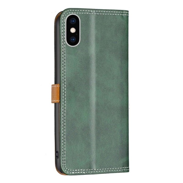 BINFEN to-farvet iPhone Xs Max læderetui - Grøn Green
