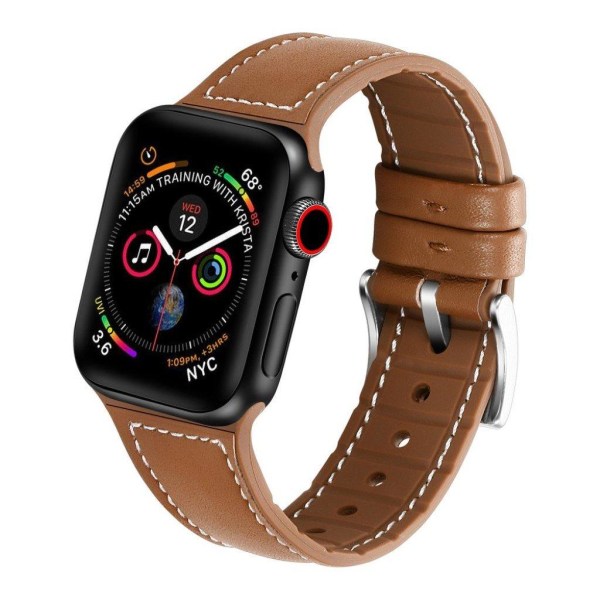 Apple Watch Series 5 44mm silicone genuin leather watch band - B Brown