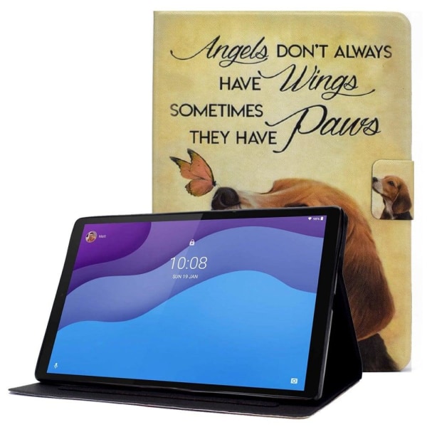 Lenovo Tab M10 (Gen 3) viileä kuvio nahkakotelo - Perhonen / Koira Brown