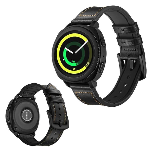 Samsung Gear Sport -kellon nahkaranneke - Musta Black